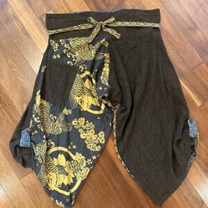 Unisex Thai Samurai Harem Trousers Boho Festival Hippy High Waist Yoga Koi